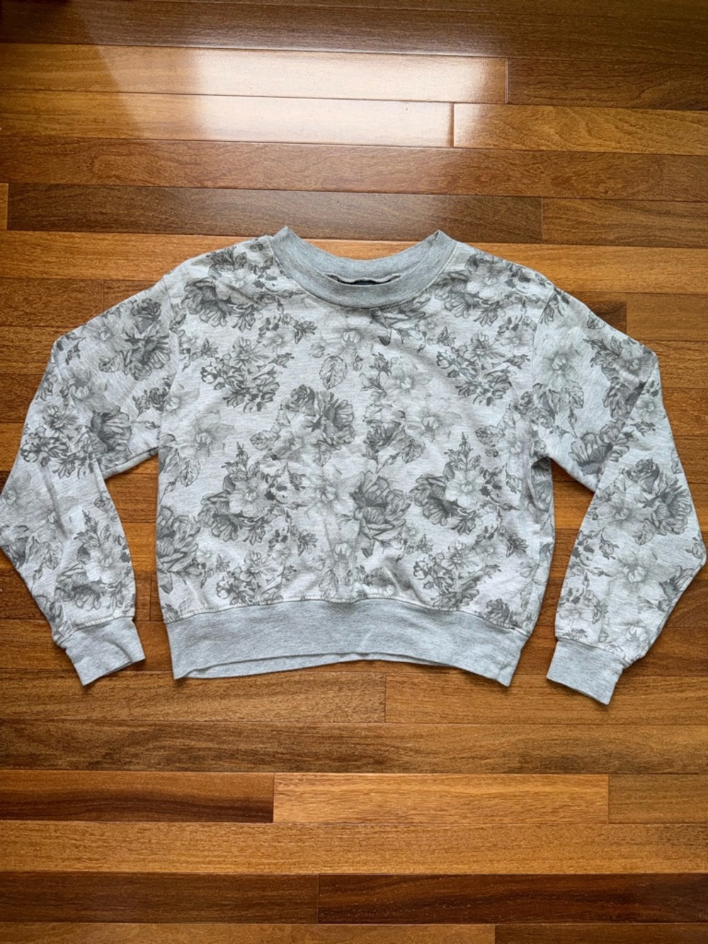 Vanilla Star Light Gray Floral Sweatshirt